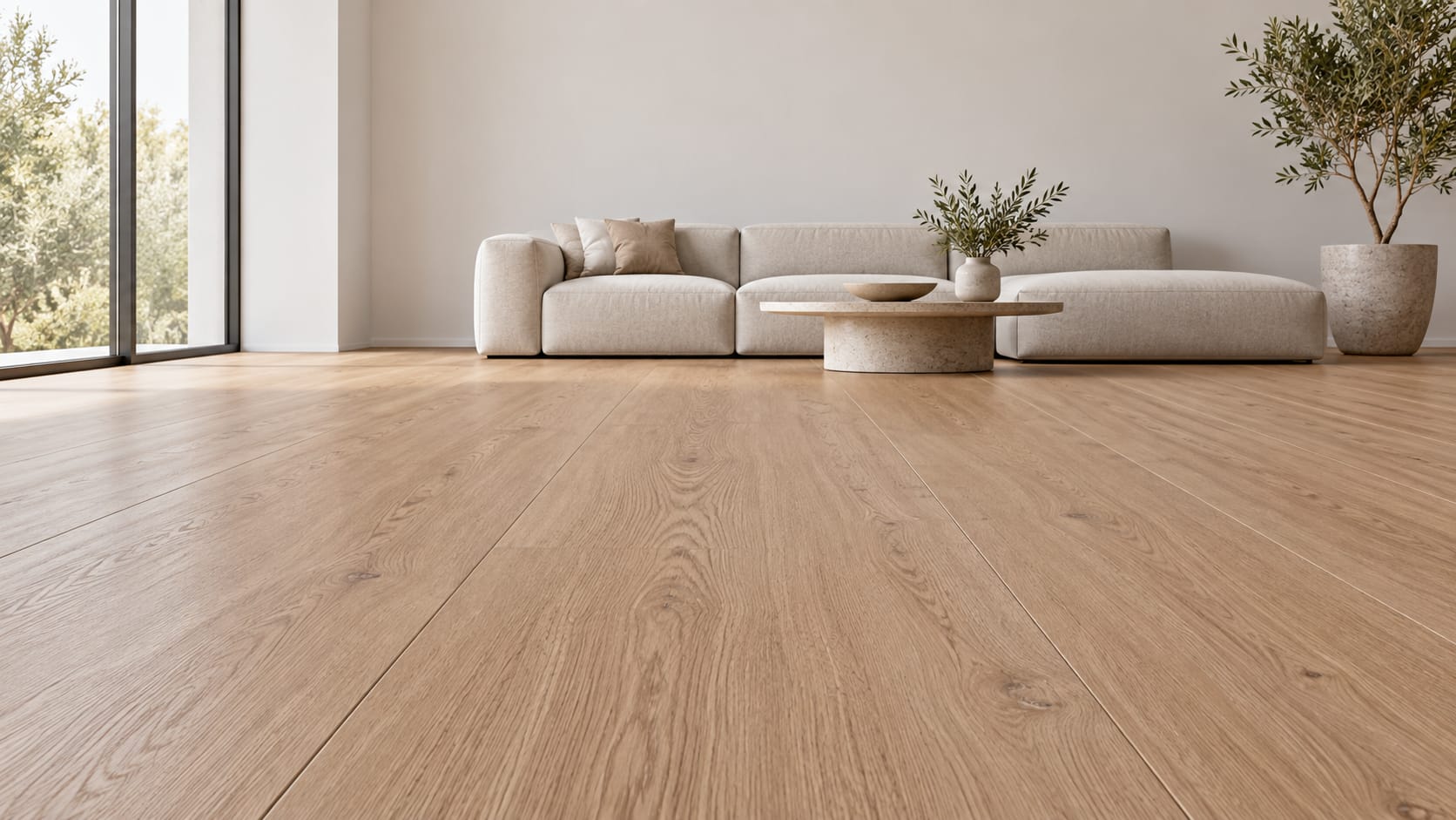 Sala amplia con piso SPC ZOE París Terra instalado